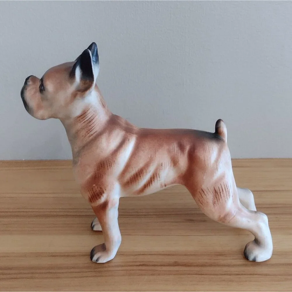 Vintage Ceramic Boxer Dog Figurine Brown Unmarked Standing 7